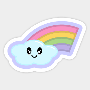 Kawaii Cute Happy Rainbow in Purple Sticker